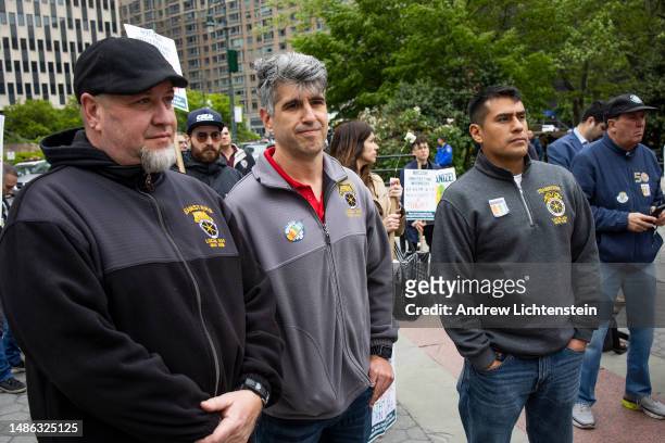 Members of the Teamsters representing UPS drivers commemorate Workers Memorial Day, a day of remembrance for workers who have died on the job, April...