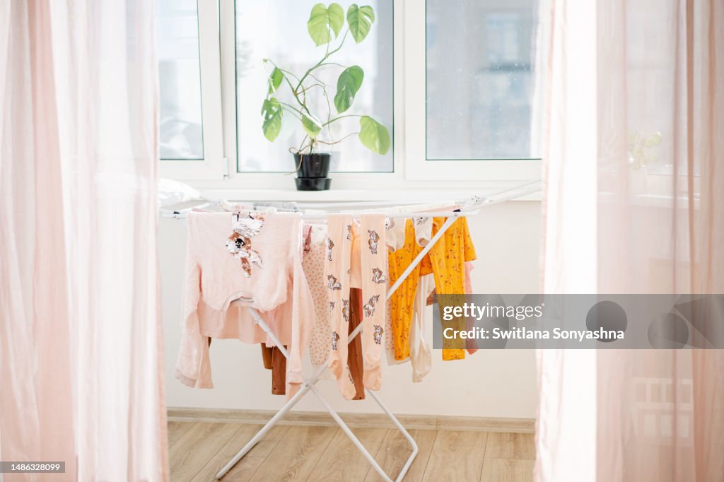 Folding clothes drying rack. Reduce energy consumption