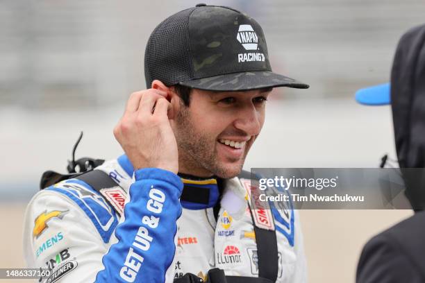 Chase Elliott, driver of the NAPA Auto Parts Chevrolet, prepares to practice for the NASCAR Cup Series Würth 400 at Dover International Speedway on...
