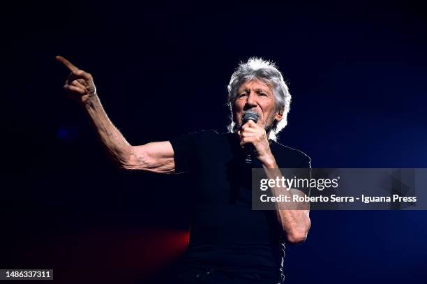 English musician and composer Roger Waters performs at Unipol Arena on April 28, 2023 in Bologna, Italy.