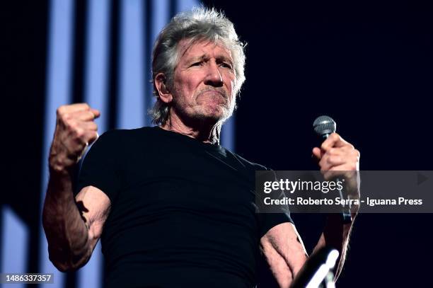English musician and composer Roger Waters performs at Unipol Arena on April 28, 2023 in Bologna, Italy.