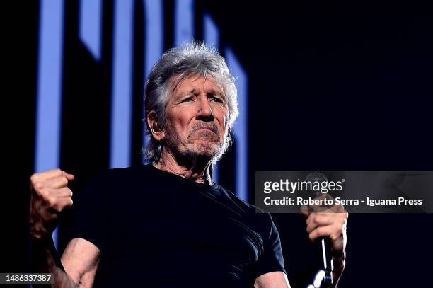 English musician and composer Roger Waters performs at Unipol Arena on April 28, 2023 in Bologna, Italy.