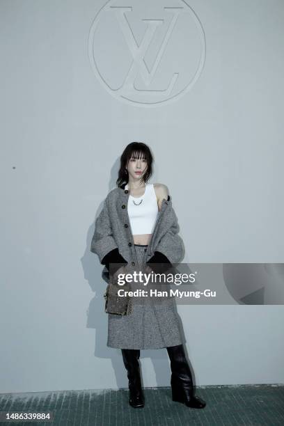 Taeyeon of South Korean girl group Girls' Generation attends the Louis Vuitton Pre-Fall 2023 Show on the Jamsugyo Bridge at the Hangang River on...