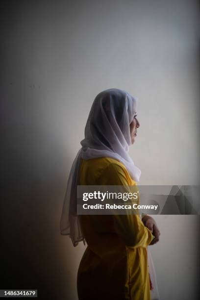 Afghan refugee Najibi who was a pilot in the Afghan air force and who fled Afghanistan after the fall of Kabul in 2021, is photographed at a...