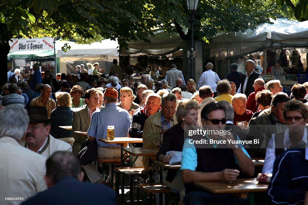 Beer garden in city centre.