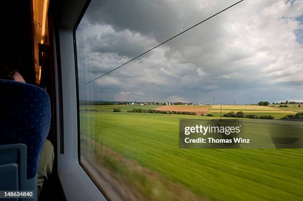 scenery from train window. - train window stock pictures, royalty-free photos & images