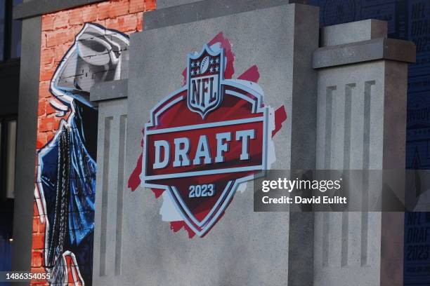 View of the stage during the 2023 NFL Draft at Union Station on April 29, 2023 in Kansas City, Missouri.