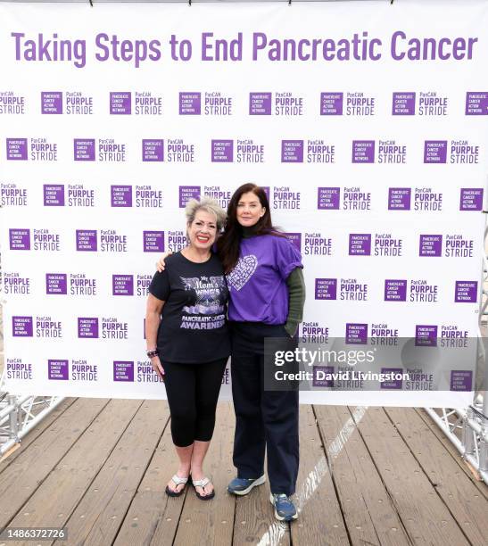 Pancreatic Cancer Action Network founder Pamela Acosta Marquardt and Jean Trebek attend PanCAN's Purplestride Los Angeles: The Walk To End Pancreatic...