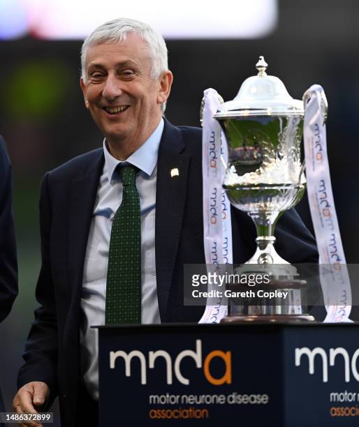 President of the Rugby Football League Sir Lindsay Hoyle during the Mid-Season Rugby League International between England and France at The Halliwell...