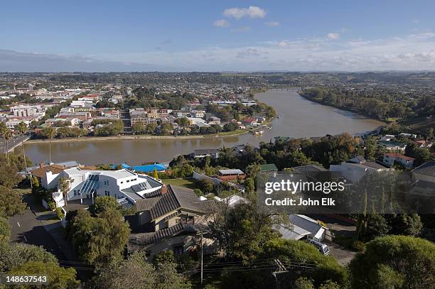 city from durie hill. - whanganui stock pictures, royalty-free photos & images