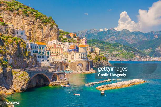 amalfi coast. italy. italian culture. tyrrhenian sea. summer - adriatic sea italy stock pictures, royalty-free photos & images