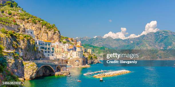 amalfi coast. italy. italian culture. tyrrhenian sea. summer - naples italy beach stock pictures, royalty-free photos & images