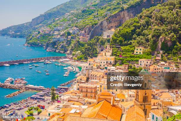 amalfi coast. italy. italian culture. tyrrhenian sea. summer - amalfi coastline stock pictures, royalty-free photos & images
