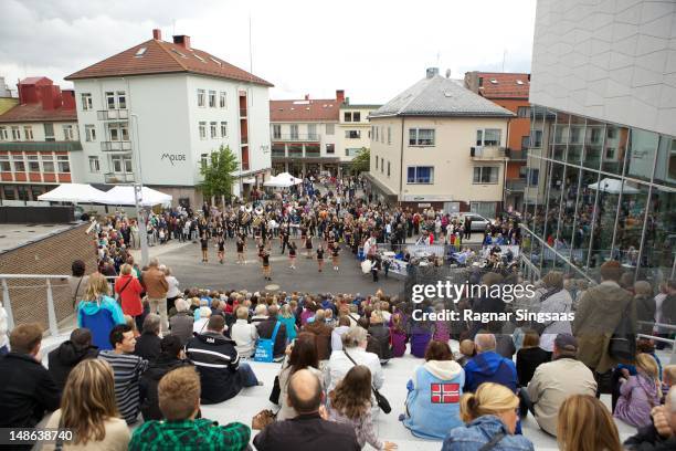 General view of the street parade during day 3 of the Molde International Jazz Festival on July 18, 2012 in Molde, Norway.