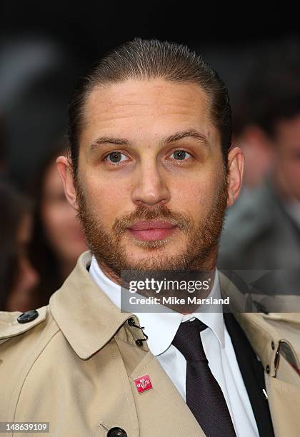 Tom Hardy attends the European premiere of "The Dark Knight Rises" at Odeon Leicester Square on July 18, 2012 in London, England.