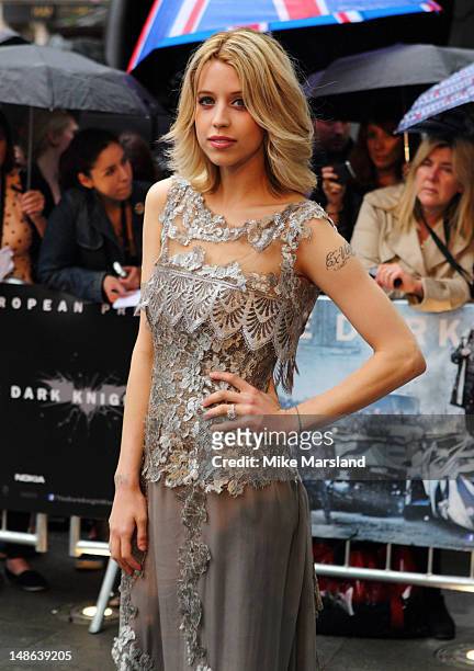 Peaches Geldof attends the European premiere of "The Dark Knight Rises" at Odeon Leicester Square on July 18, 2012 in London, England.