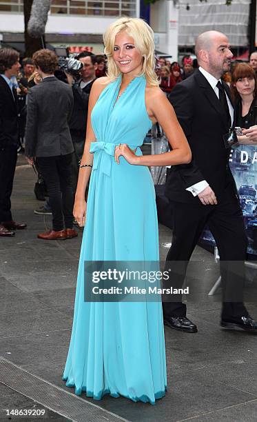 Pixie Lott attends the European premiere of "The Dark Knight Rises" at Odeon Leicester Square on July 18, 2012 in London, England.