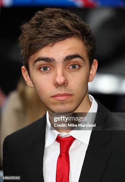 Nathan Sykes attends the European premiere of "Dark Knight Rises" at Odeon Leicester Square on July 18, 2012 in London, England.