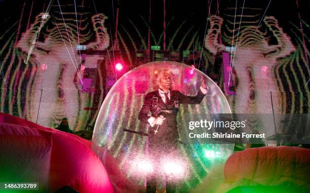 Wayne Coyne of The Flaming Lips performs at O2 Apollo Manchester on April 29, 2023 in Manchester, England.