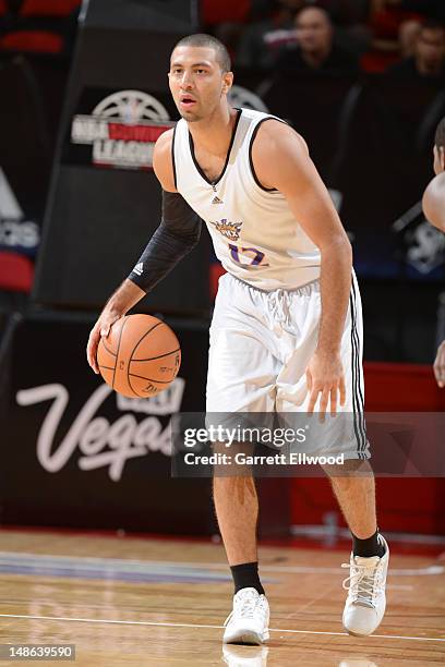 Kendall Marshall of the Phoenix Suns dribbles during NBA Summer League on July 18, 2012 at the Thomas & Mack Center in Las Vegas, Nevada. NOTE TO...