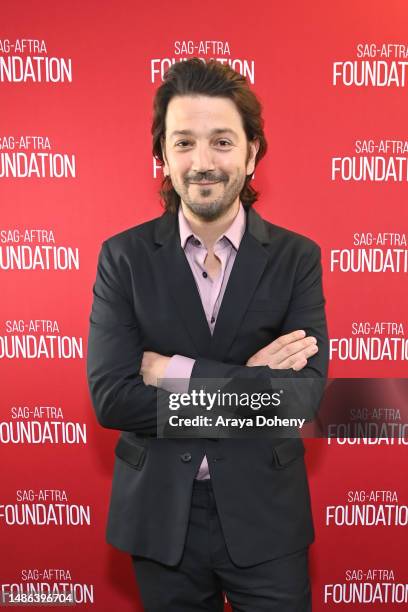 Diego Luna attends the SAG-AFTRA Foundation Conversations - Career Retrospective: Diego Luna at SAG-AFTRA Foundation Screening Room on April 29, 2023...