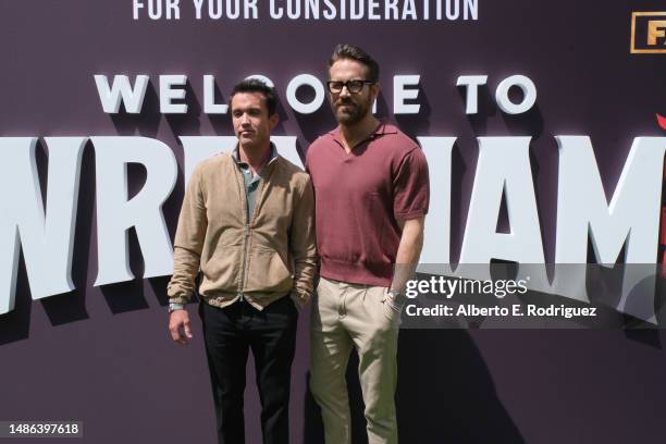 Ryan Reynolds and Rob McElhenney attend the FYC Red Carpet For FX's "Welcome To Wrexham" at The Television Academy on April 29, 2023 in Los Angeles,...