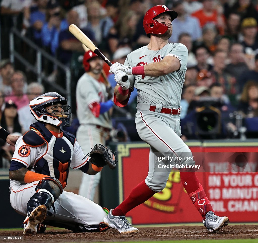 Kody Clemens of the Philadelphia Phillies hits a two run home run in