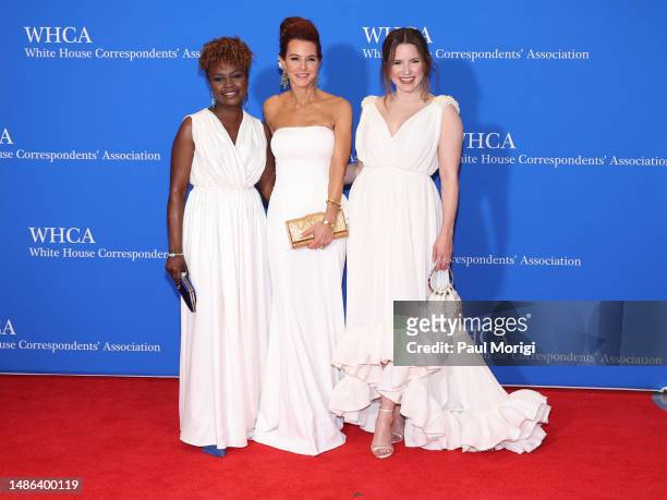 Karine Jean-Pierre, Stephanie Ruehl and Sophia Bush attend the 2023 White House Correspondents' Association Dinner at Washington Hilton on April 29,...