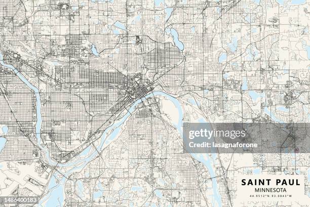 saint paul minnesota, usa vector map - minneapolis street map stock illustrations