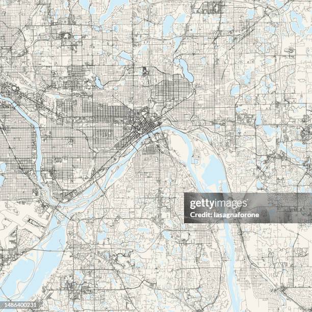 saint paul minnesota, usa vector map - minneapolis street map stock illustrations