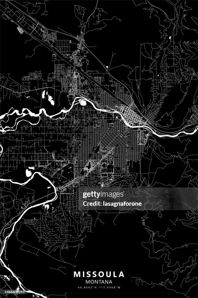 Missoula, Montana, USA Vector Map