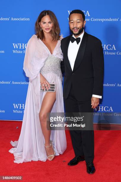 Chrissy Teigen and John Legend attend the 2023 White House Correspondents' Association Dinner at Washington Hilton on April 29, 2023 in Washington,...