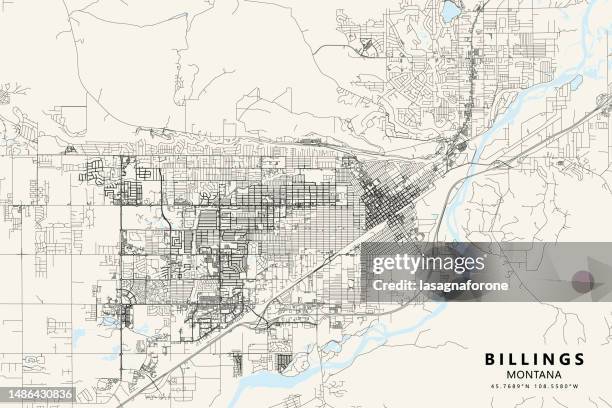 ilustraciones, imágenes clip art, dibujos animados e iconos de stock de billings, montana, usa mapa vectorial - billings montana