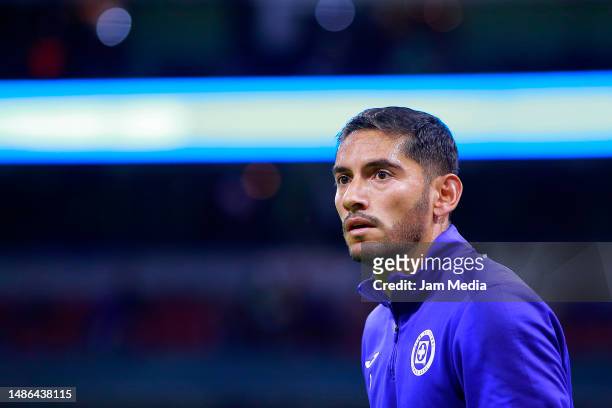 Jesus Corona, goalkeeper of Cruz Azul looks on prior to the 17th round match between Cruz Azul and Santos Laguna as part of the Torneo Clausura 2023...