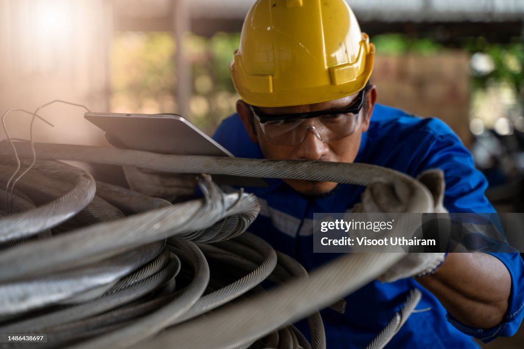 Industrial steel cable or wire,Industrial tools,Industrial concept.