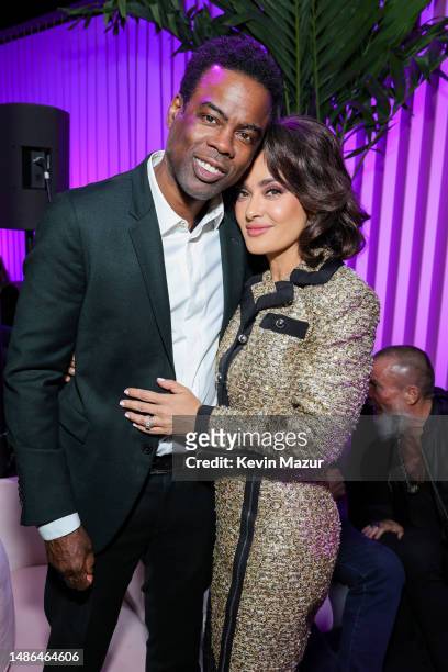 Chris Rock and Salma Hayek-Pinault attend as Gucci & Amy Sacco Celebrate Bungalow Gucci In Honor Of The New Meatpacking Boutique on April 29, 2023 in...