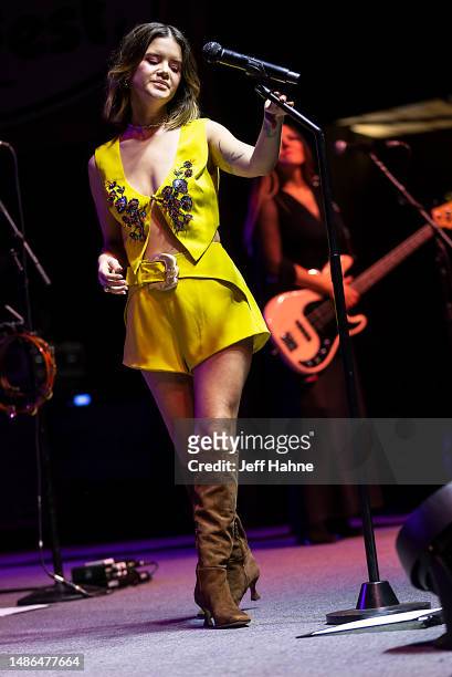Maren Morris performs during Merlefest at Wilkes Community College on April 29, 2023 in Wilkesboro, North Carolina.