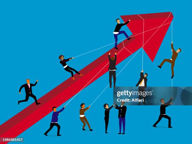 illustrazioni stock, clip art, cartoni animati e icone di tendenza di freccia rossa fino - debito pubblico