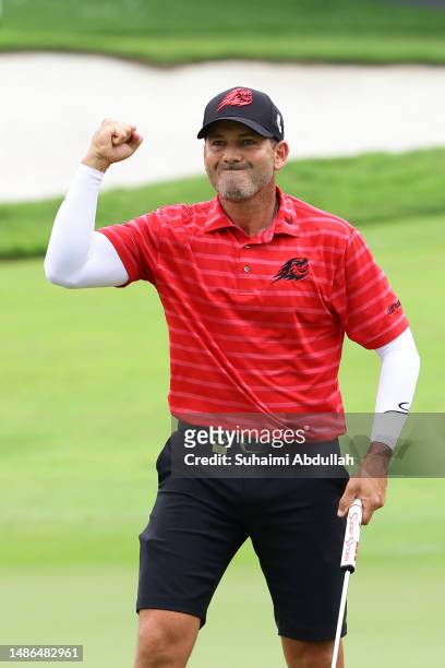 Sergio Garcia of Fireballs GC in action during day three of the LIV Golf Invitational - Singapore at Sentosa Golf Club on April 30, 2023 in...