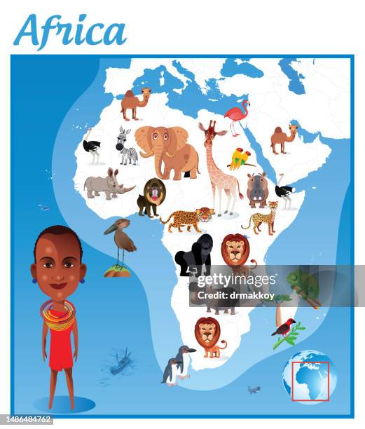 africa animals map - masai stock illustrations