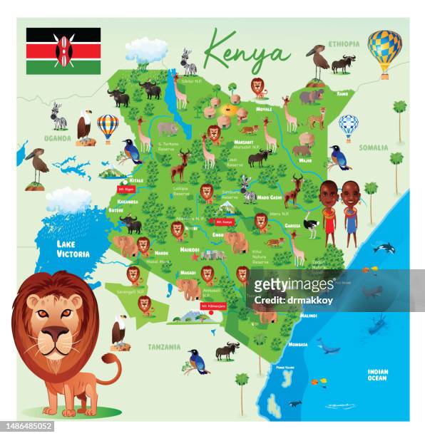 kenya national park - african savanna map stock illustrations