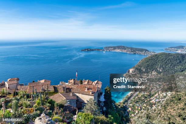 the town of eze, france - eze village stock pictures, royalty-free photos & images