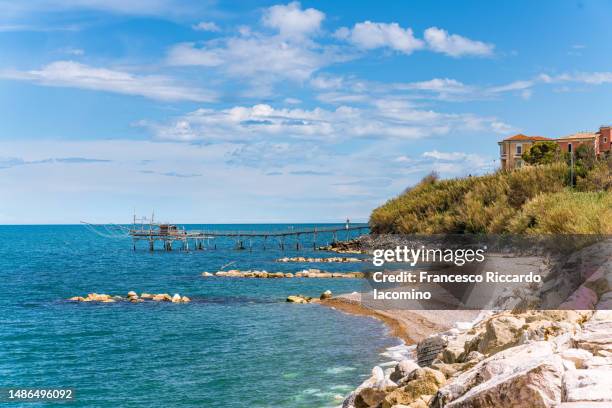trabocchi, abruzzo coastline, italy - adriatic sea stock pictures, royalty-free photos & images