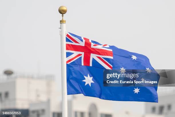 The national flag of Australia is seen during the Hong Kong Racing at Sha Tin Racecourse on April 30, 2023 in Hong Kong, China.