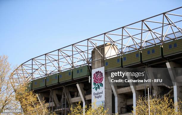 General view outside the stadium ahead of the TikTok Women's Six Nations match between England and France at Twickenham Stadium on April 29, 2023 in...