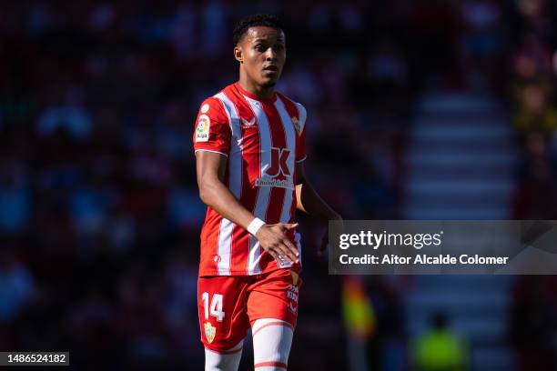 Lazaro of UD Almeria looks on during the LaLiga Santander match between UD Almeria and Athletic Club at Juegos Mediterraneos on April 22, 2023 in...