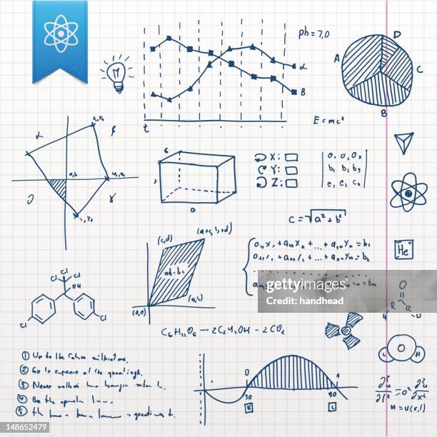 wissenschaftliche doodle set - homework stock-grafiken, -clipart, -cartoons und -symbole