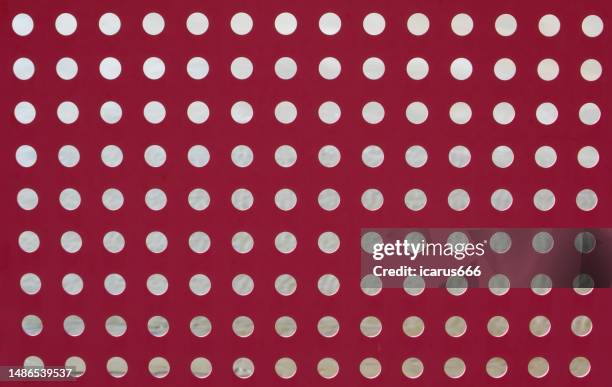 perforated metal background，red metal plate with circular holes - ventilator illustration stock pictures, royalty-free photos & images