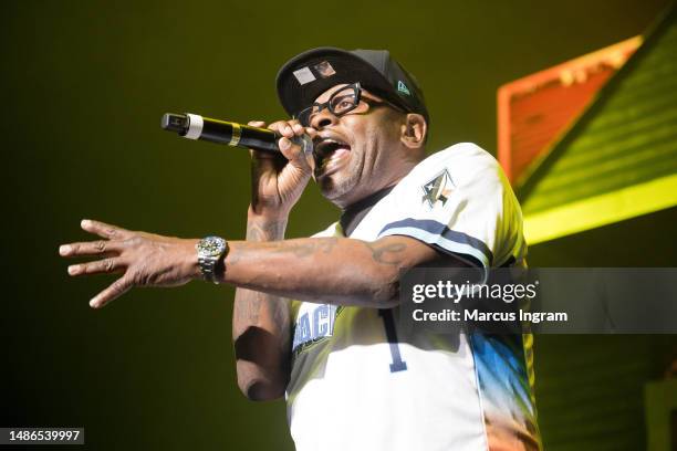 Rapper Scarface performs on stage during the Hip Hop Classics concert at Smart Financial Centre on April 29, 2023 in Sugar Land, Texas.