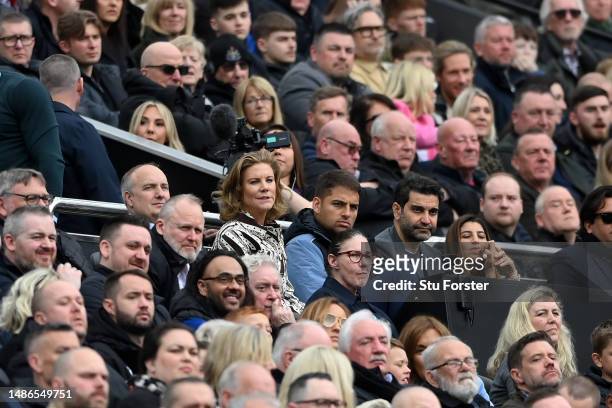 Newcastle United co-owners Amanda Staveley and husband Mehrdad Ghodoussi are seen in attendance during the Premier League match between Newcastle...